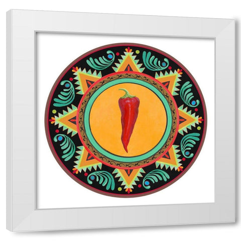 Talavera Tex-mex 1 White Modern Wood Framed Art Print by Art Licensing Studio