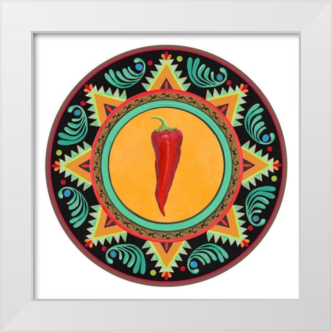 Talavera Tex-mex 1 White Modern Wood Framed Art Print by Art Licensing Studio