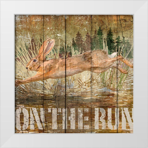 Rabbit on the Run White Modern Wood Framed Art Print by Art Licensing Studio