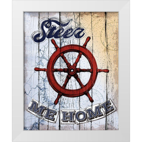 Shipwheel White Modern Wood Framed Art Print by Art Licensing Studio