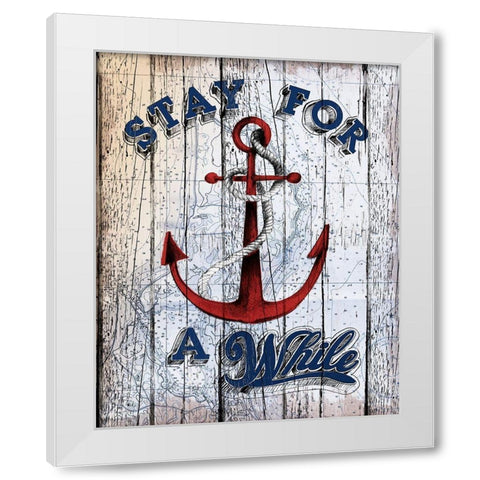 Stay Anchor White Modern Wood Framed Art Print by Art Licensing Studio