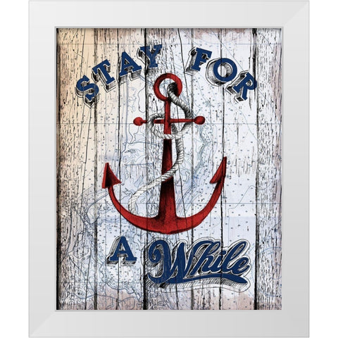 Stay Anchor White Modern Wood Framed Art Print by Art Licensing Studio