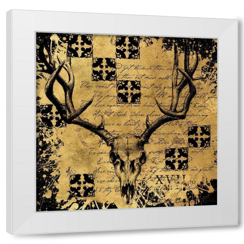 BAndG Deer Skull White Modern Wood Framed Art Print by Art Licensing Studio