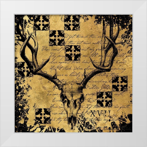 BAndG Deer Skull White Modern Wood Framed Art Print by Art Licensing Studio