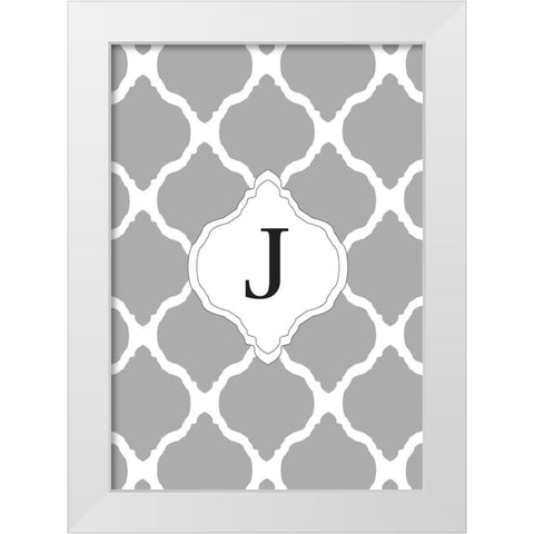 J White Modern Wood Framed Art Print by Art Licensing Studio
