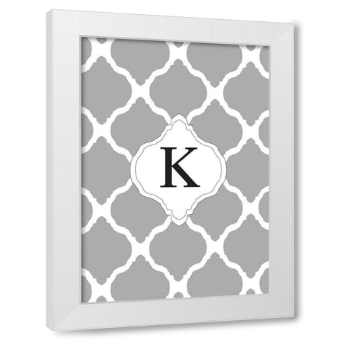 K White Modern Wood Framed Art Print by Art Licensing Studio