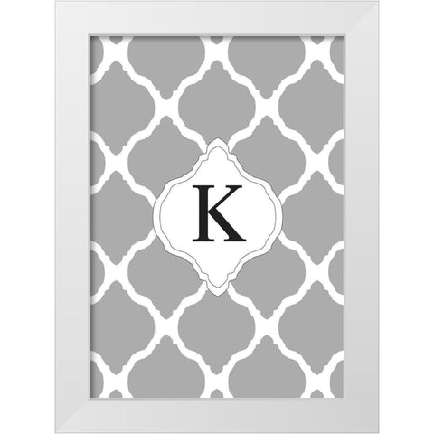 K White Modern Wood Framed Art Print by Art Licensing Studio