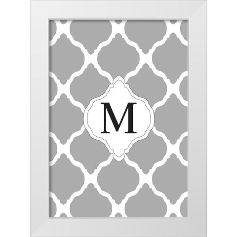 M White Modern Wood Framed Art Print by Art Licensing Studio