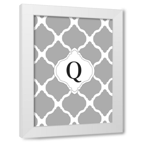 Q White Modern Wood Framed Art Print by Art Licensing Studio