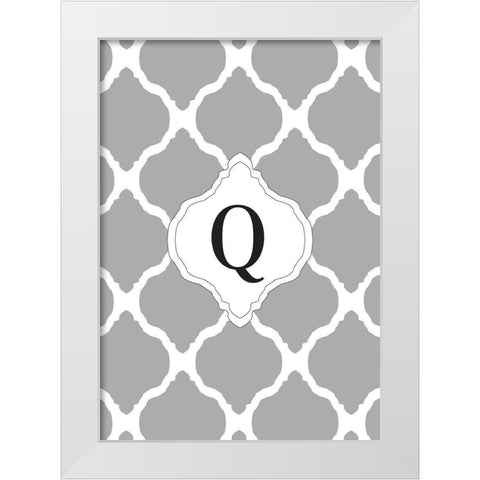 Q White Modern Wood Framed Art Print by Art Licensing Studio