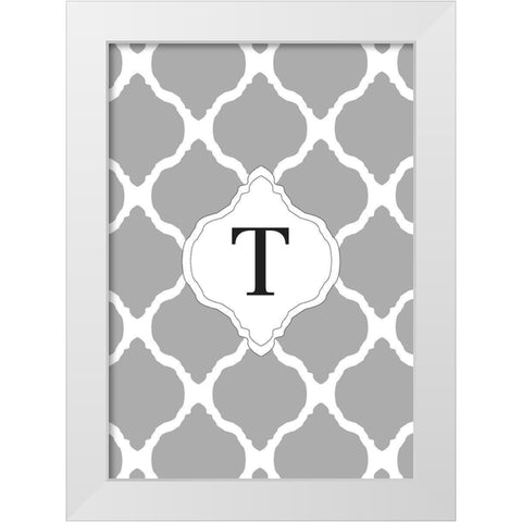 T White Modern Wood Framed Art Print by Art Licensing Studio