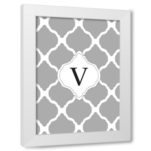 V White Modern Wood Framed Art Print by Art Licensing Studio