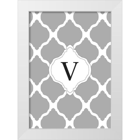 V White Modern Wood Framed Art Print by Art Licensing Studio