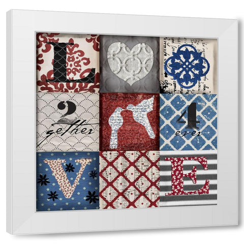 9 Love RWB White Modern Wood Framed Art Print by Art Licensing Studio