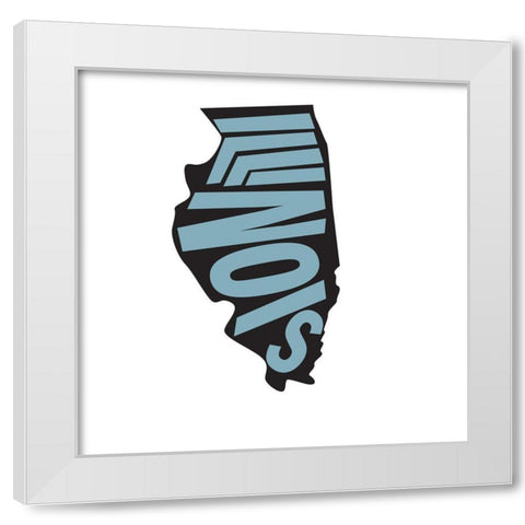 Illinois White Modern Wood Framed Art Print by Art Licensing Studio