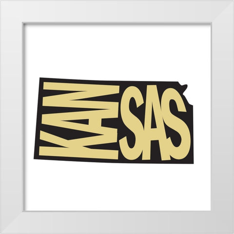 Kansas White Modern Wood Framed Art Print by Art Licensing Studio