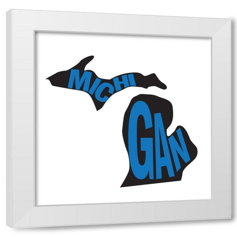 Michigan White Modern Wood Framed Art Print by Art Licensing Studio
