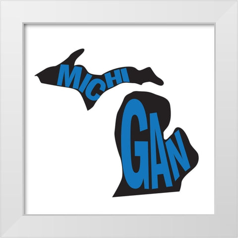 Michigan White Modern Wood Framed Art Print by Art Licensing Studio
