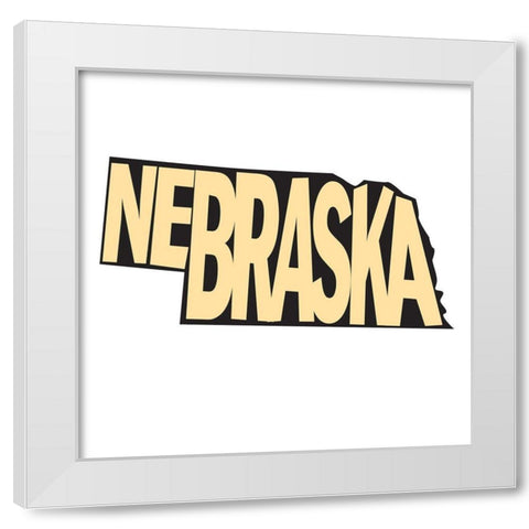 Nebraska White Modern Wood Framed Art Print by Art Licensing Studio