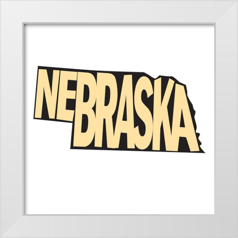 Nebraska White Modern Wood Framed Art Print by Art Licensing Studio