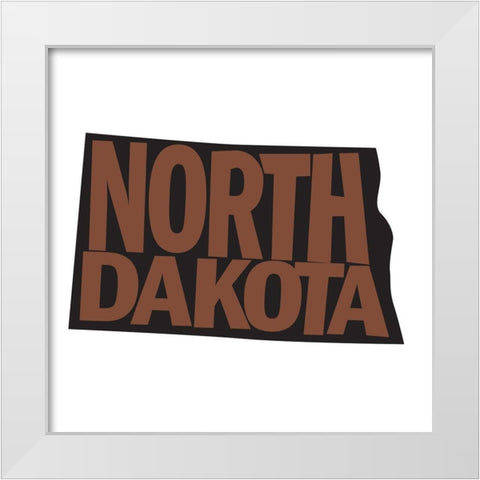 North Dakota White Modern Wood Framed Art Print by Art Licensing Studio