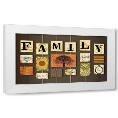 Family on strings White Modern Wood Framed Art Print by Art Licensing Studio