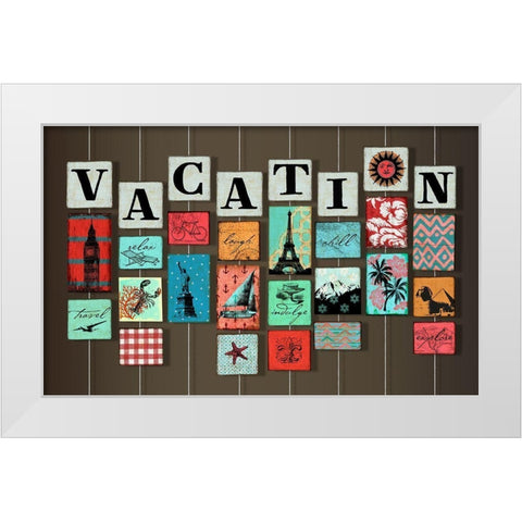 Vacation on Strings White Modern Wood Framed Art Print by Art Licensing Studio