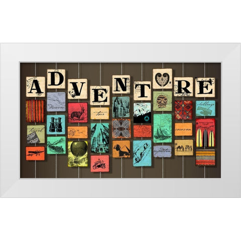 Adventure on Strings White Modern Wood Framed Art Print by Art Licensing Studio