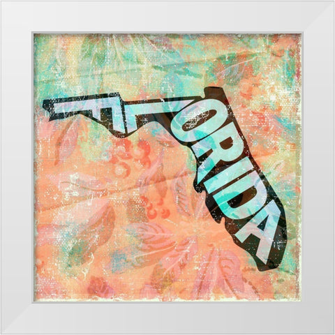 Florida White Modern Wood Framed Art Print by Art Licensing Studio