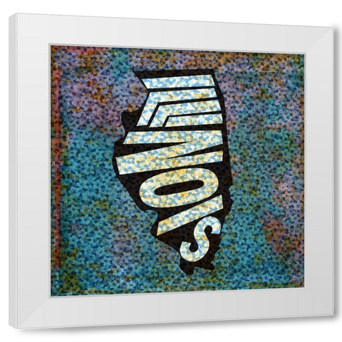 Illinois White Modern Wood Framed Art Print by Art Licensing Studio
