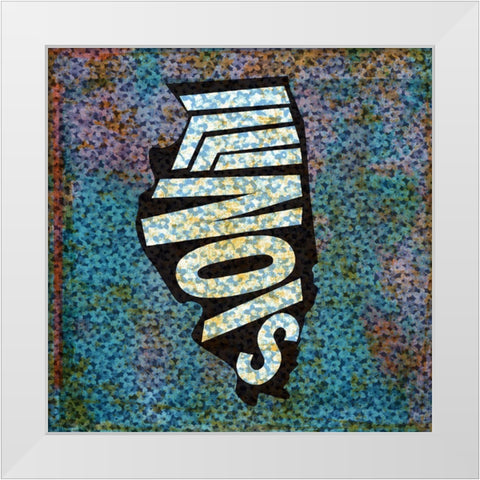 Illinois White Modern Wood Framed Art Print by Art Licensing Studio