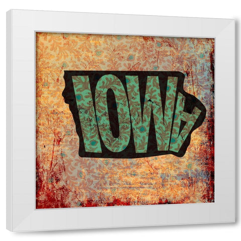 Iowa White Modern Wood Framed Art Print by Art Licensing Studio