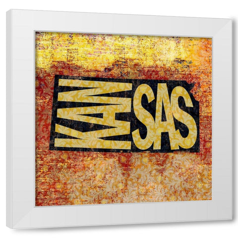 Kansas White Modern Wood Framed Art Print by Art Licensing Studio