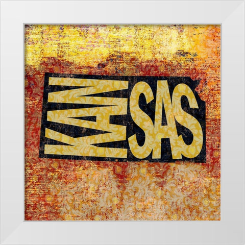 Kansas White Modern Wood Framed Art Print by Art Licensing Studio