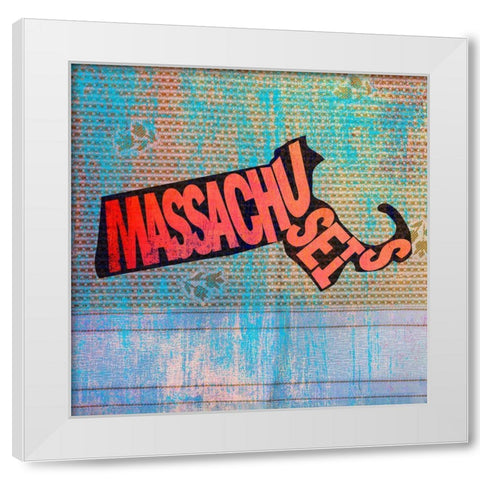 Massachusetts White Modern Wood Framed Art Print by Art Licensing Studio