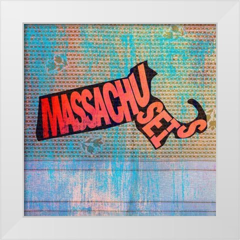 Massachusetts White Modern Wood Framed Art Print by Art Licensing Studio