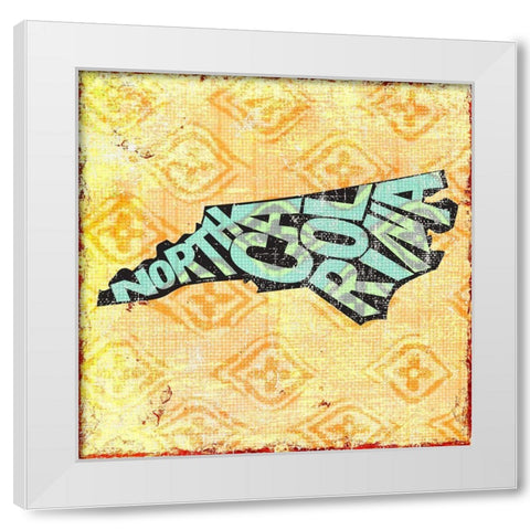 North Carolina White Modern Wood Framed Art Print by Art Licensing Studio