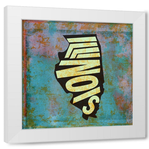Illinois White Modern Wood Framed Art Print by Art Licensing Studio