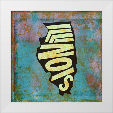 Illinois White Modern Wood Framed Art Print by Art Licensing Studio