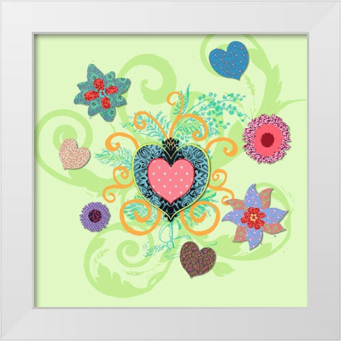 Swirling Big Heart White Modern Wood Framed Art Print by Art Licensing Studio