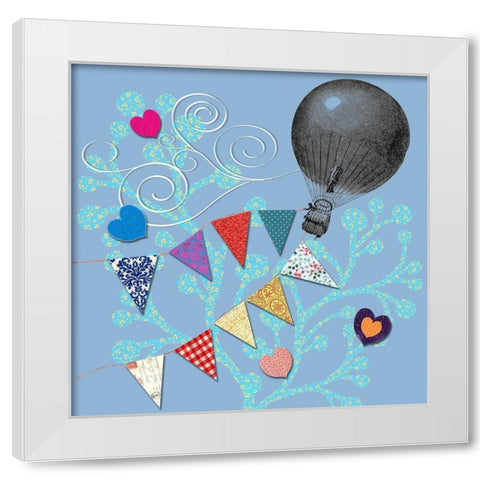 Fly Away Balloon White Modern Wood Framed Art Print by Art Licensing Studio