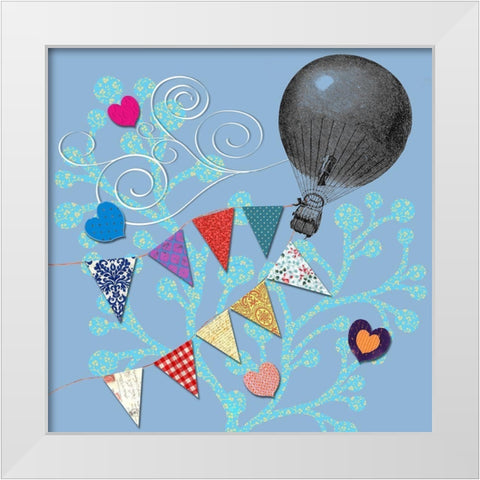 Fly Away Balloon White Modern Wood Framed Art Print by Art Licensing Studio