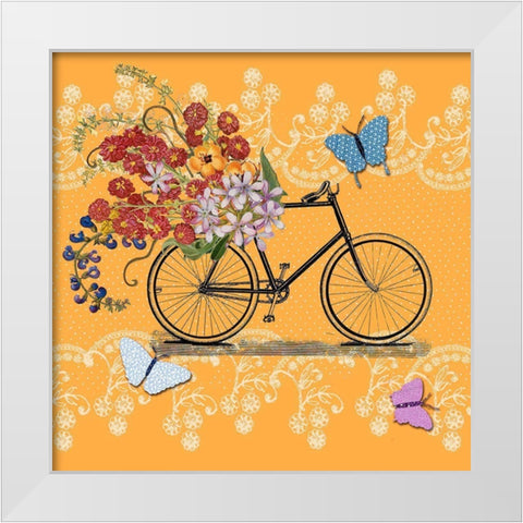 Flower Market Bicycle White Modern Wood Framed Art Print by Art Licensing Studio