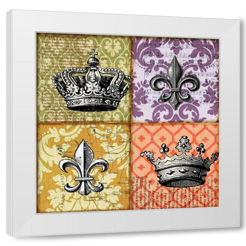 Crown and Fleur White Modern Wood Framed Art Print by Art Licensing Studio