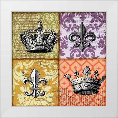Crown and Fleur White Modern Wood Framed Art Print by Art Licensing Studio