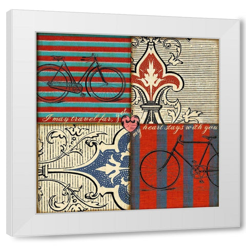 Bicycle Damask White Modern Wood Framed Art Print by Art Licensing Studio