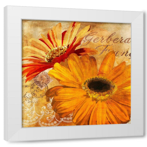 Golden Gerbera II White Modern Wood Framed Art Print by Art Licensing Studio