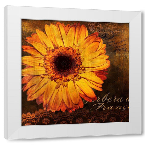 Golden Gerbera III White Modern Wood Framed Art Print by Art Licensing Studio