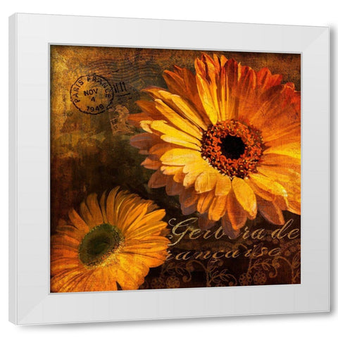 Golden Gerbera IV White Modern Wood Framed Art Print by Art Licensing Studio