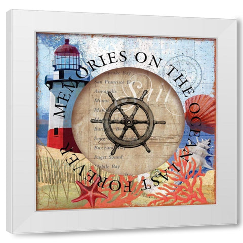 Circled Lighthouse 1 White Modern Wood Framed Art Print by Art Licensing Studio
